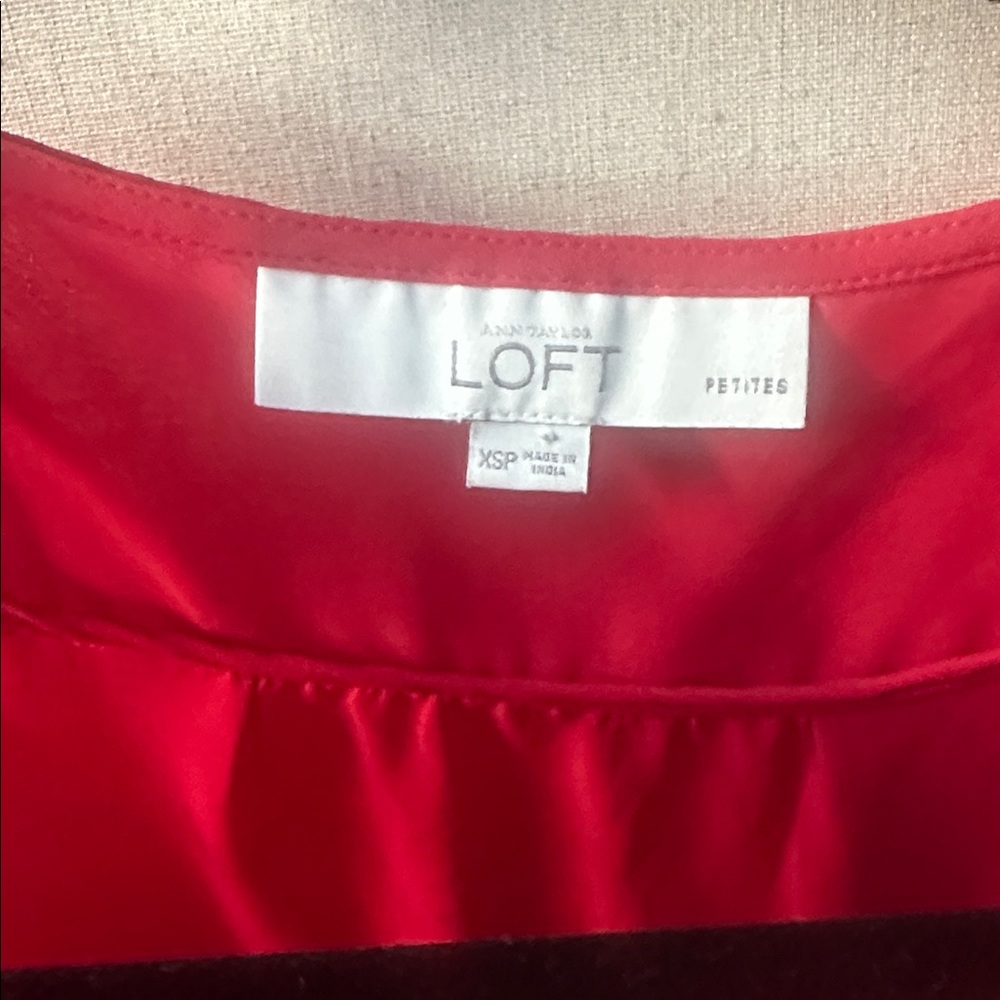 LOFT Vibrant Red Ruffle Blouse - Picture 2 of 3
